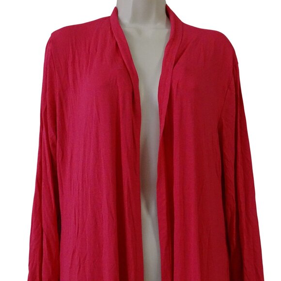 Bluetime Women Pink Lightweight Open Front Long Cardigan Duster Size L Pockets - Picture 2 of 12